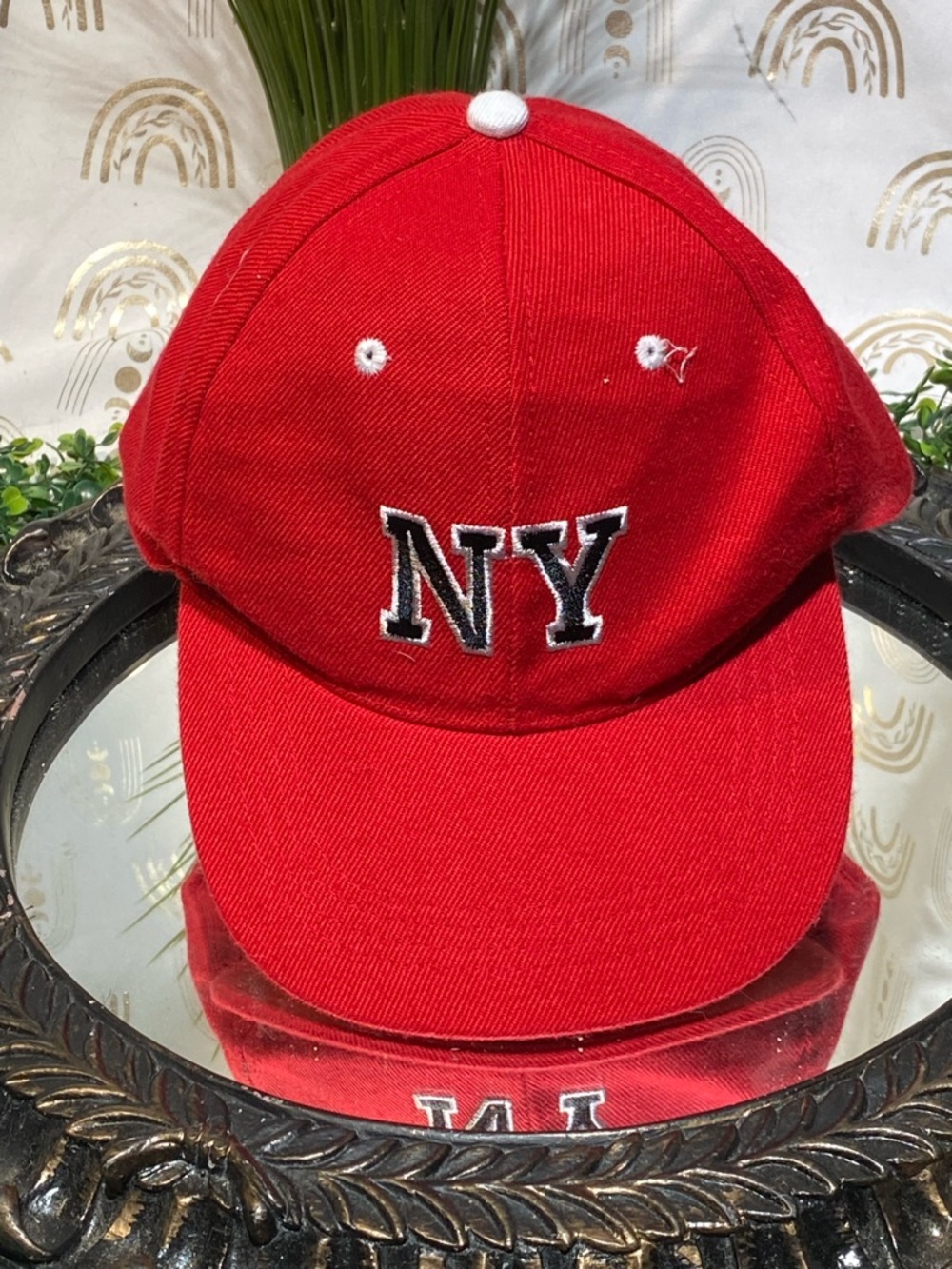 NY Embroidered Red Kids Baseball Cap